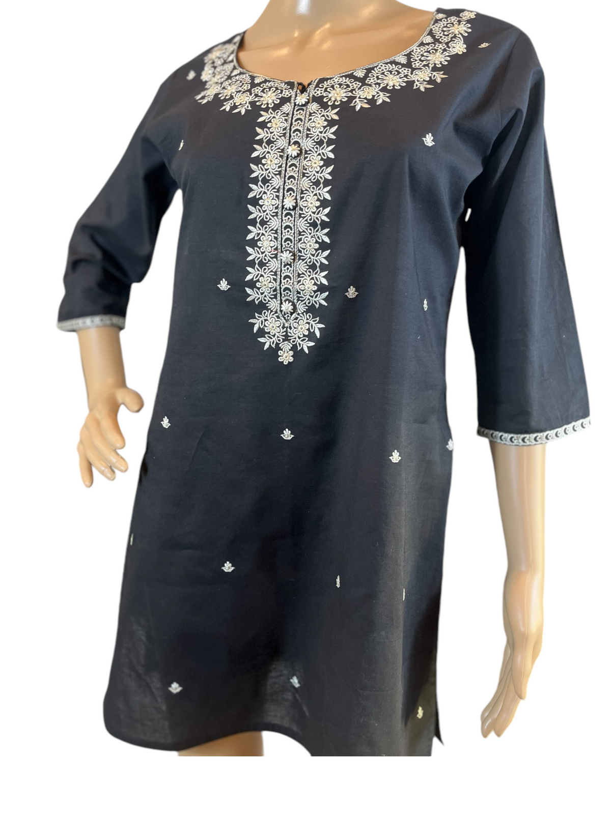 STK378-Pure soft cotton short kurti with york thread work