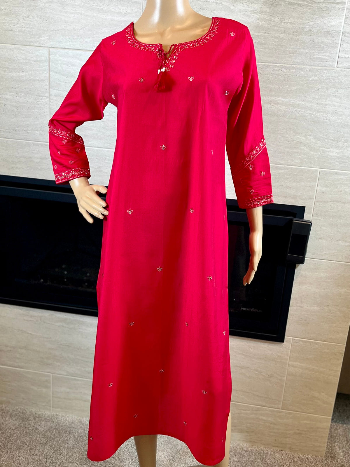 STK381-Pure Muslin Silk Embroidery Fancy Party Wear Kurti