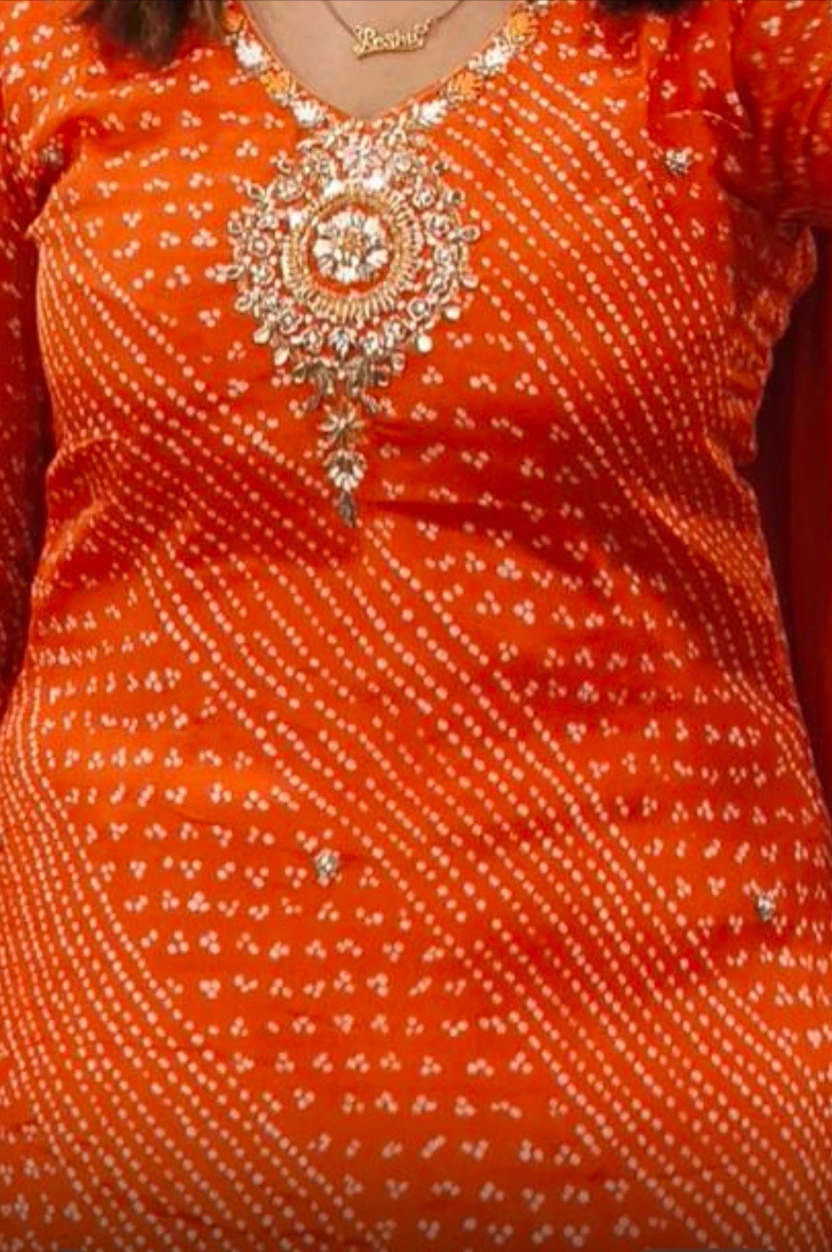 STK404-Fabric Chinon Embroidery neck a line kurta pant with Chiffon dupatta