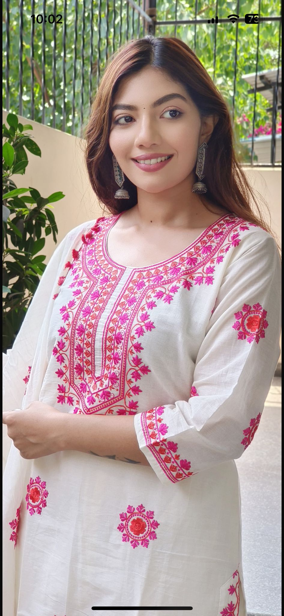 STK405-Premium fabric cotton embroidery kurta pant with dupatta