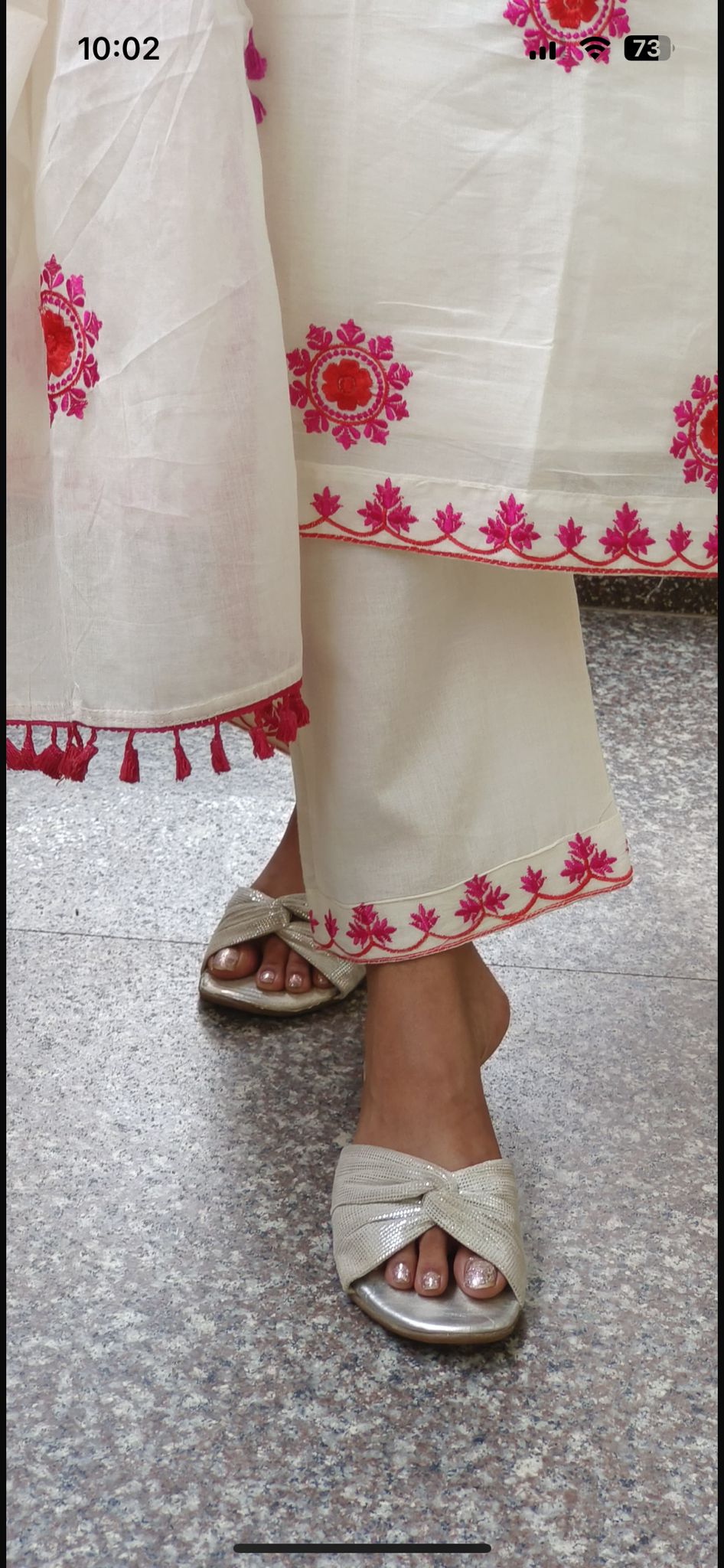 STK405-Premium fabric cotton embroidery kurta pant with dupatta