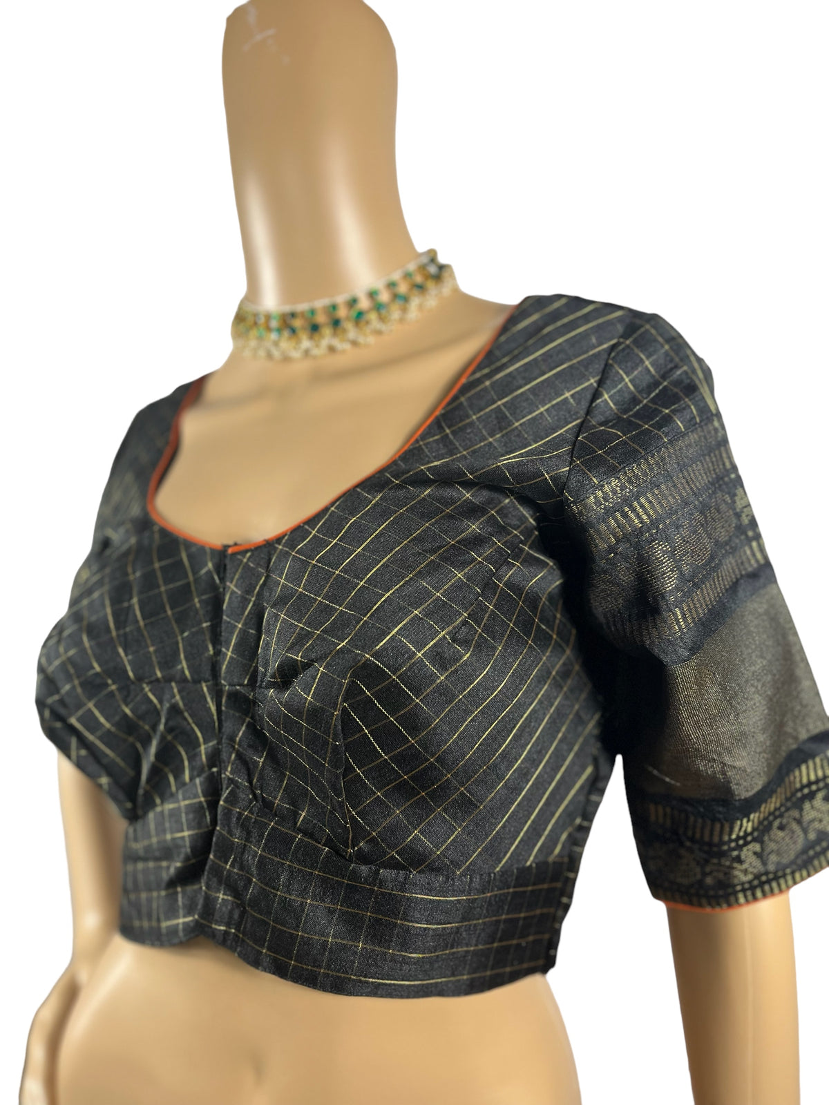 STS-16 Pure Designer Khadi Silk Saree with Kanchi Border along with stitched Blouse