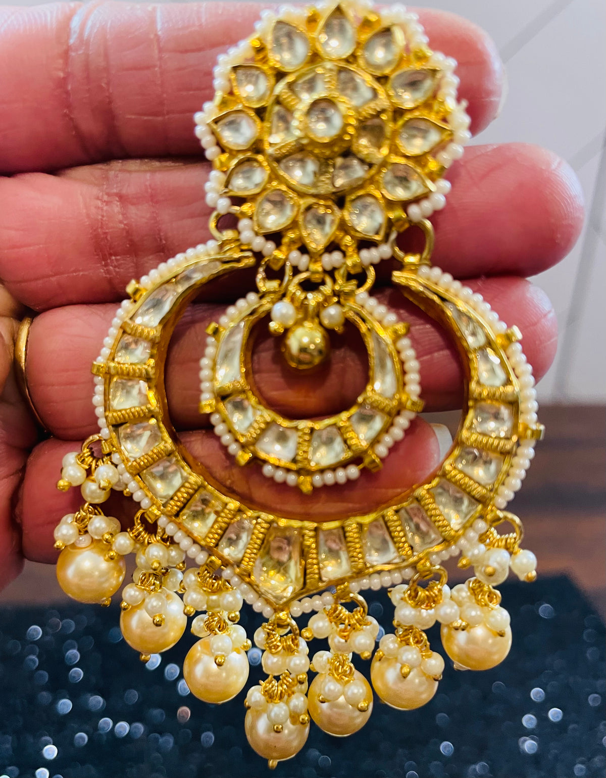 Buy Bodha - By Shivansh Brass Hyderabadi Chandbali Earring with Blue and  Silver Crystals and Pearls For Women Online at Best Prices in India -  JioMart.
