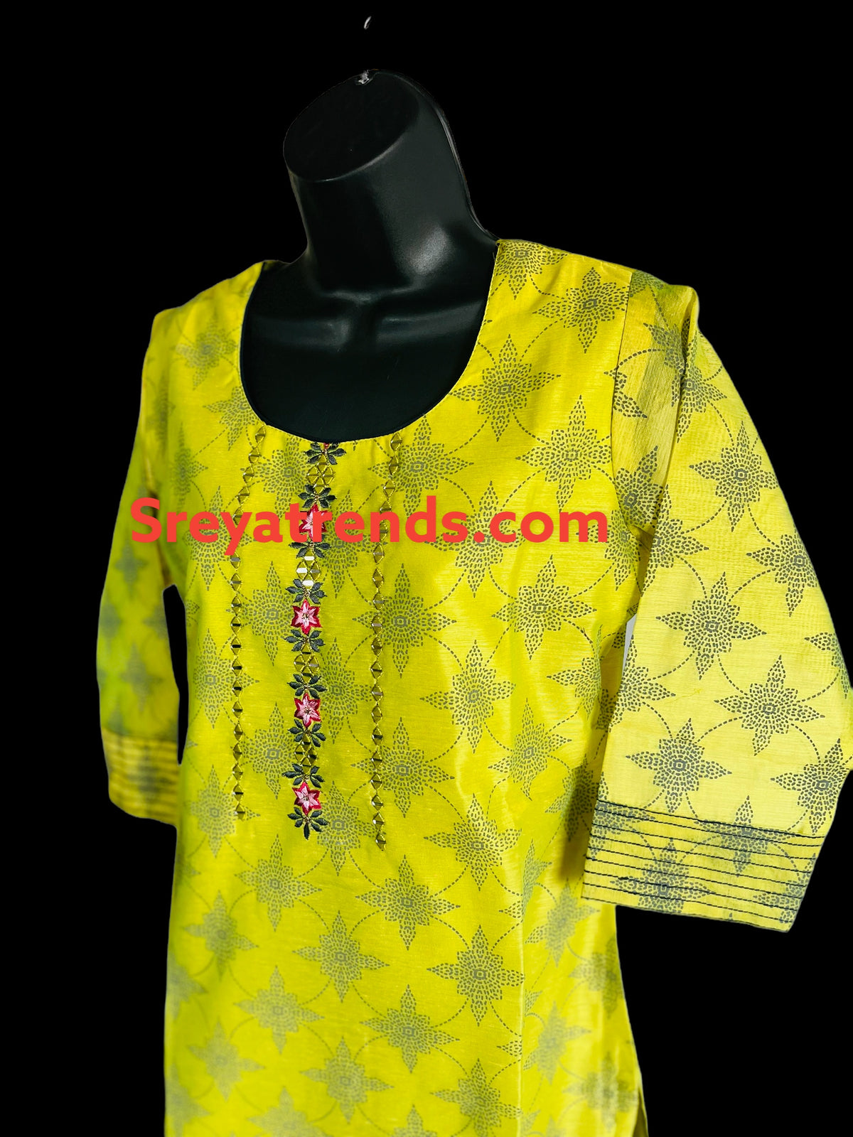STK264-Pure Designer Chanderi Cotton Kurti with York Thread work