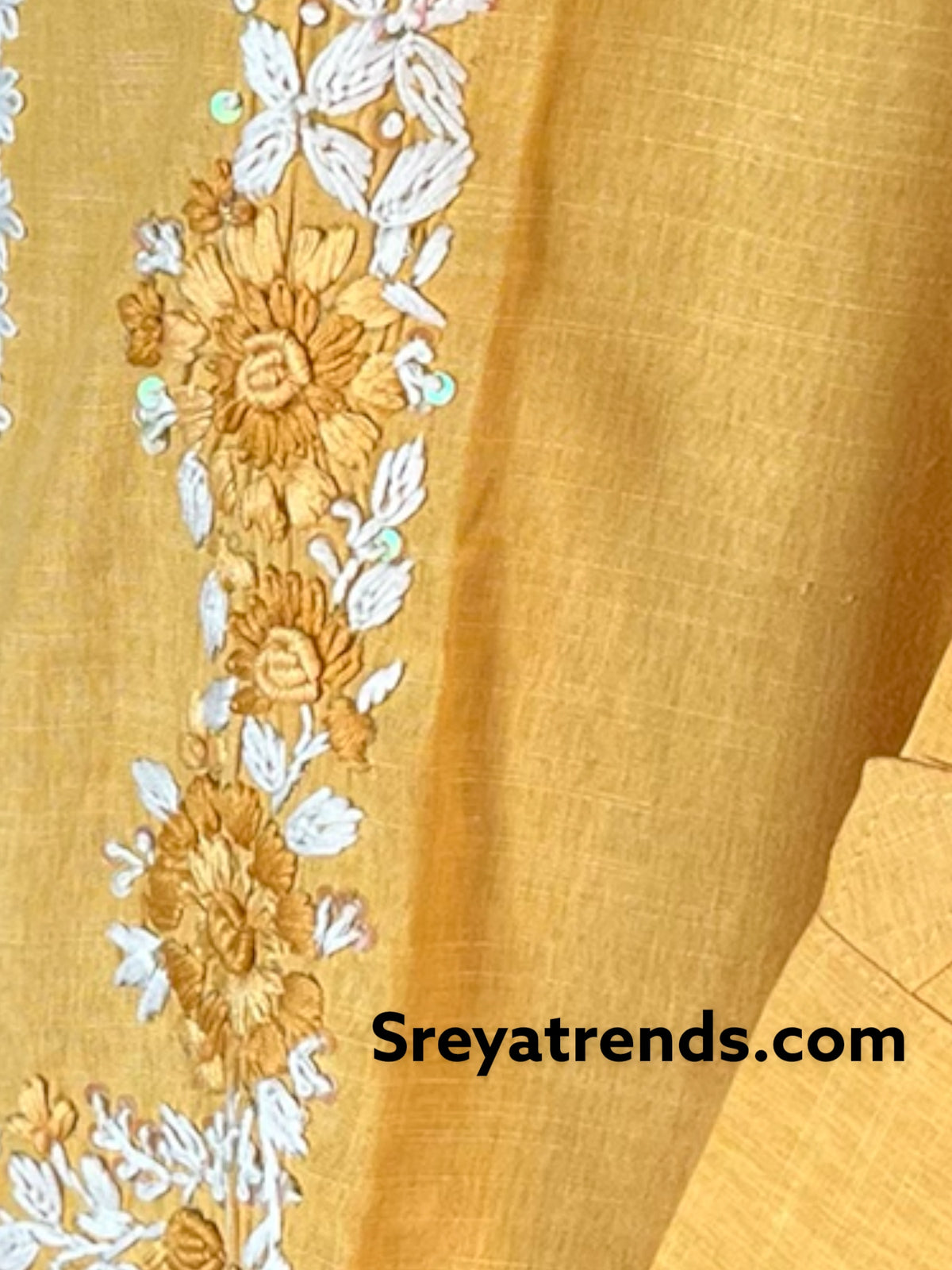 Floral Yoke Design Thread Work Kurta With Trousers & With Dupatta –  Inddus.com