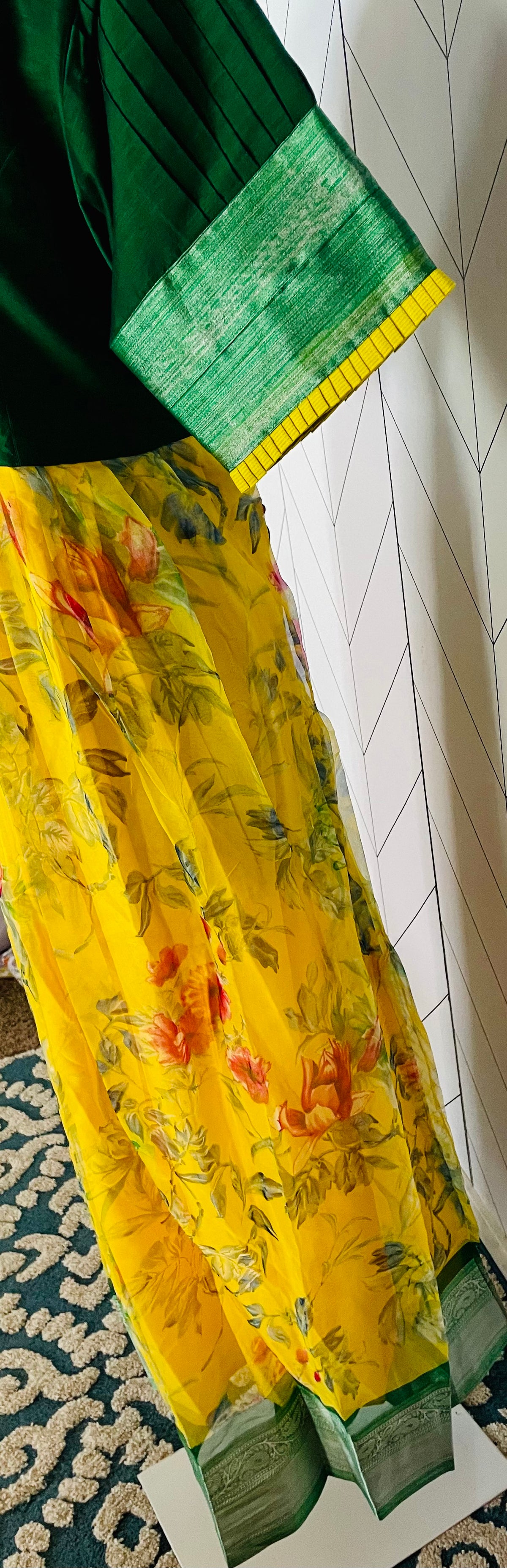 Yellow Handblock Floral Kurti – Label Krisha