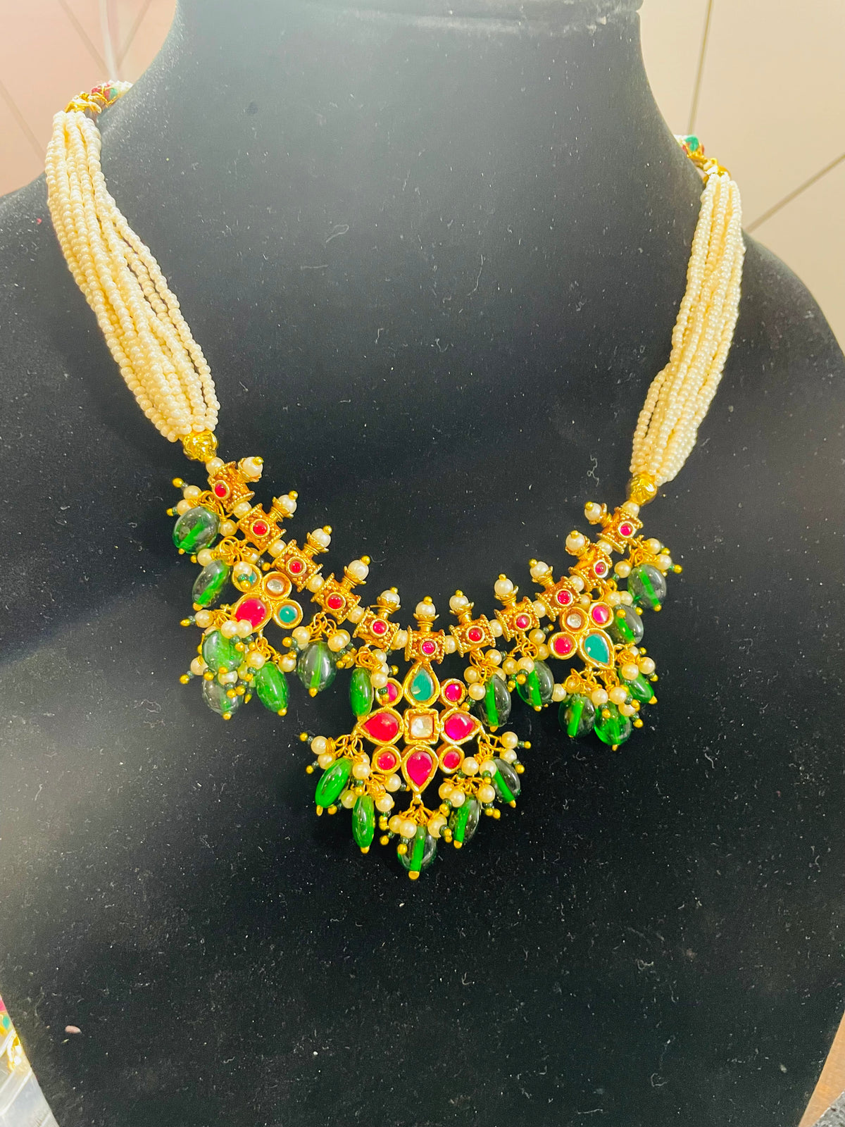 STN02-Pachi Kundan Pearl Necklace Set
